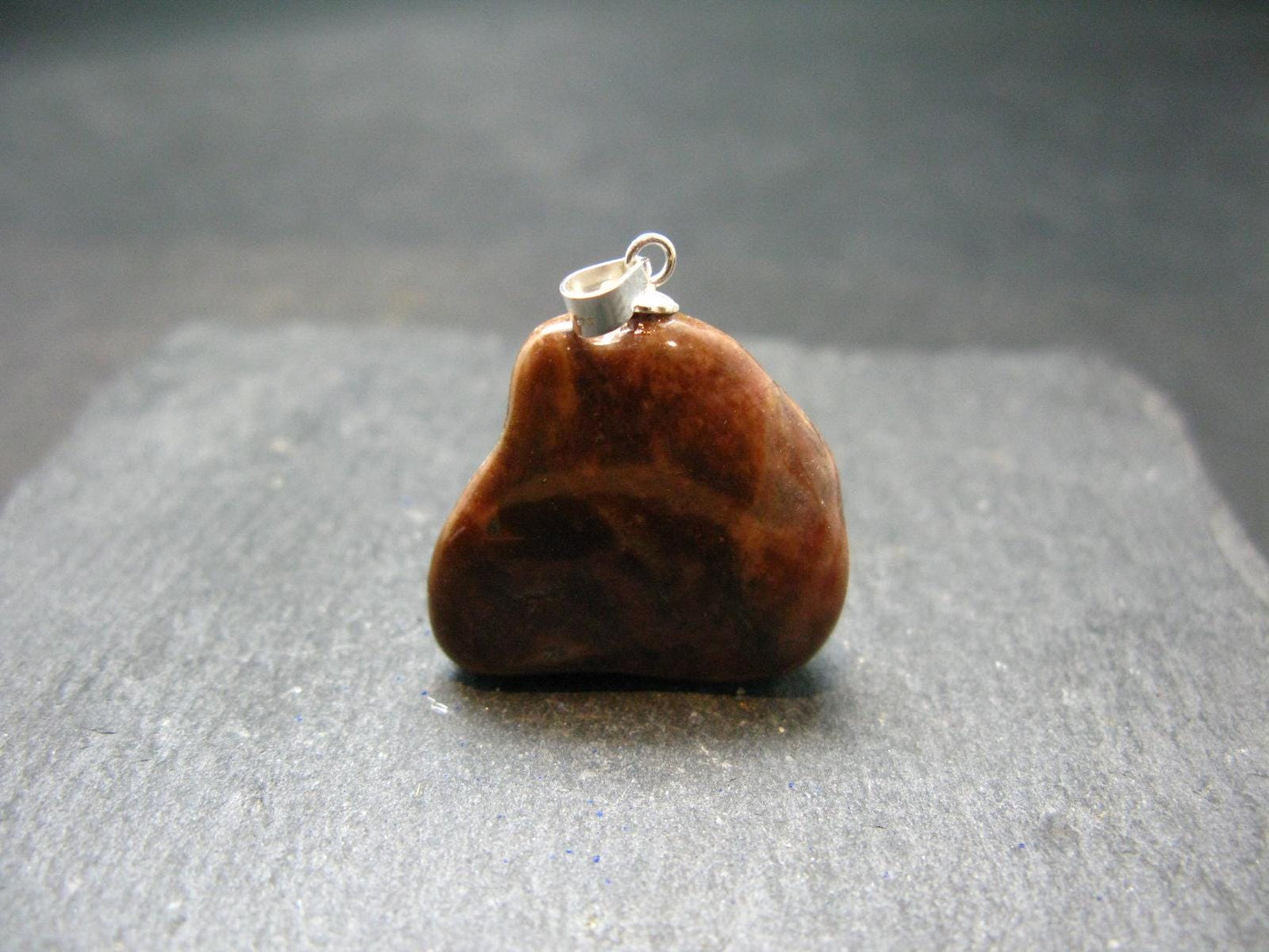 Rare Tumbled Brownish Pink Bustamite Silver Pendant with Attractive Pattern From South Africa - 1.1" - 9.47 Grams