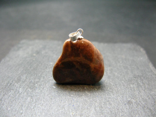 Rare Tumbled Brownish Pink Bustamite Silver Pendant with Attractive Pattern From South Africa - 1.1" - 9.47 Grams