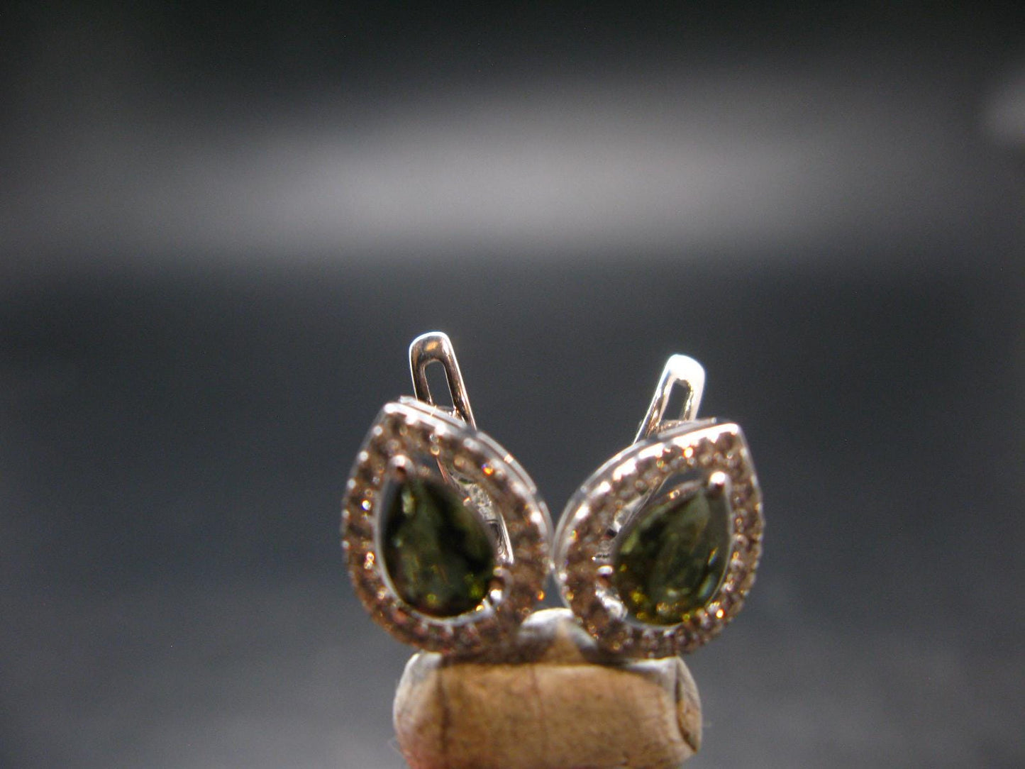 Moldavite Tektite Silver Earrings from Czech Republic - 3.0 Grams