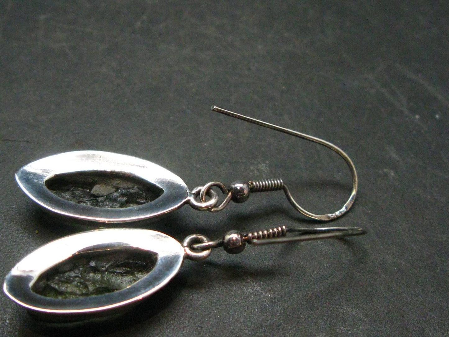 Moldavite Tektite Silver Earrings from Czech Republic - 5.62 Grams