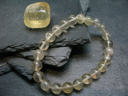 Yellow Fluorite Genuine Bracelet ~ 7 Inches ~ 8mm Round Beads
