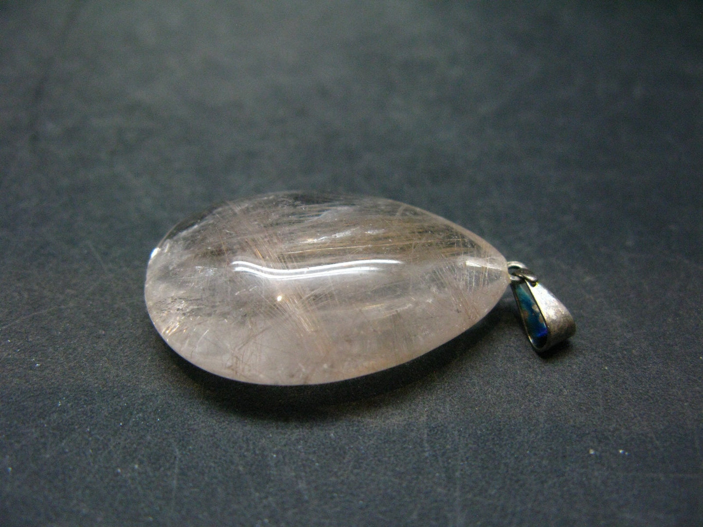 Rutilated Quartz Silver Pendant From Brazil - 1.5"