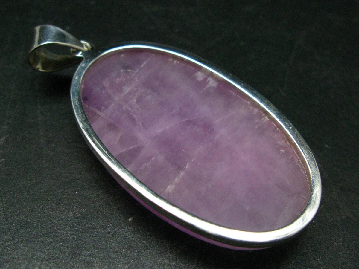 Gem Kunzite Spodumene Pendant in SS From Brazil - 2.5" - 25.77 Grams