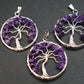 Set of Three Natural Amethyst Tree of Life Healing Necklace Pendant