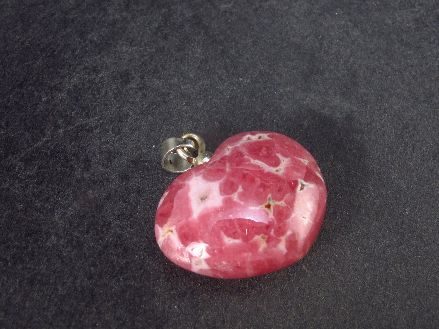 Rhodochrosite Heart Silver Pendant from Alma Colorado - 1.1" - 8.12 Grams