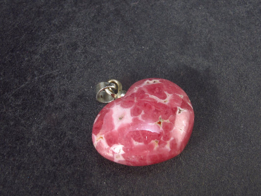 Rhodochrosite Heart Silver Pendant from Alma Colorado - 1.1" - 8.12 Grams