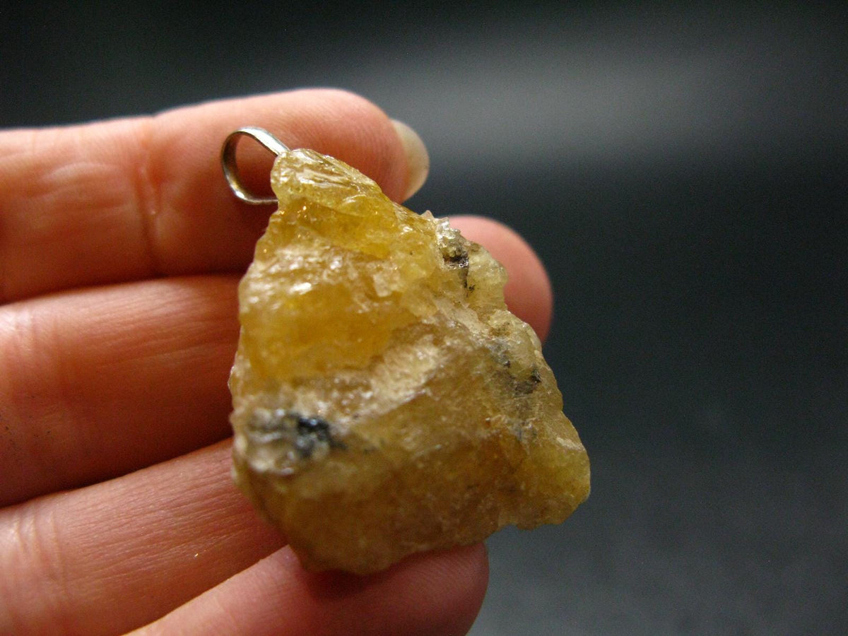 Heliodor (Yellow Beryl) Crystal Silver Pendant From Brazil - 1.4" - 10.37 Grams