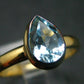 Natural Blue Topaz Sterling Silver Gold Plated Ring - 3.34 Grams - Size 9