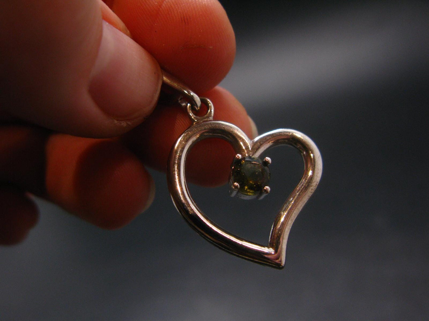 Moldavite Tektite Silver Pendant from Czech Republic - 1.3" - 4.07 Grams