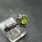 Natural Faceted Peridot Olivine Sterling Silver Ring - 3.10 Grams - Size 6.5