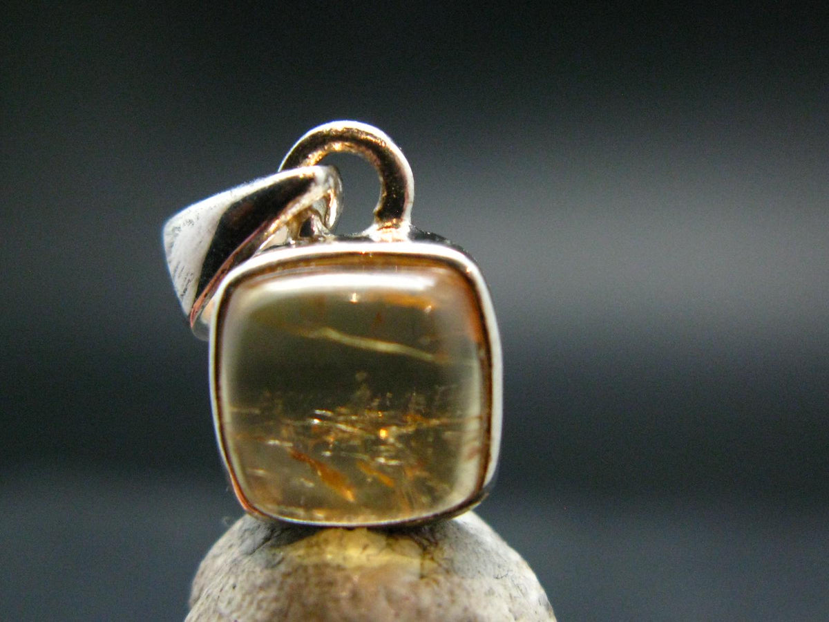 Imperial Topaz Crystal Silver Pendant from Brazil - 0.7" - 2.15 Grams