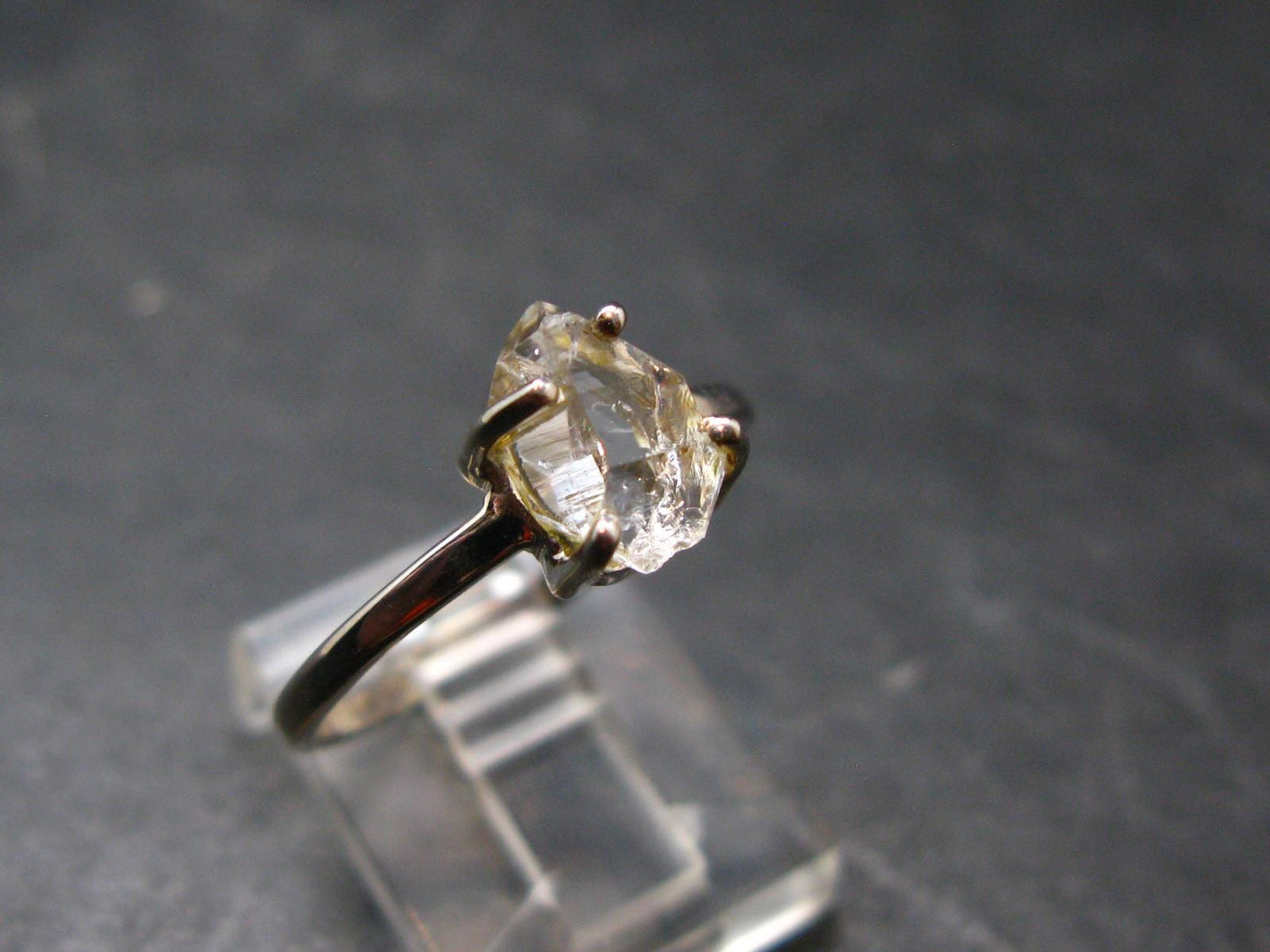 Fine Clear Natural Herkimer Diamond Silver Ring From New York - Size 8 - 2.02 Grams
