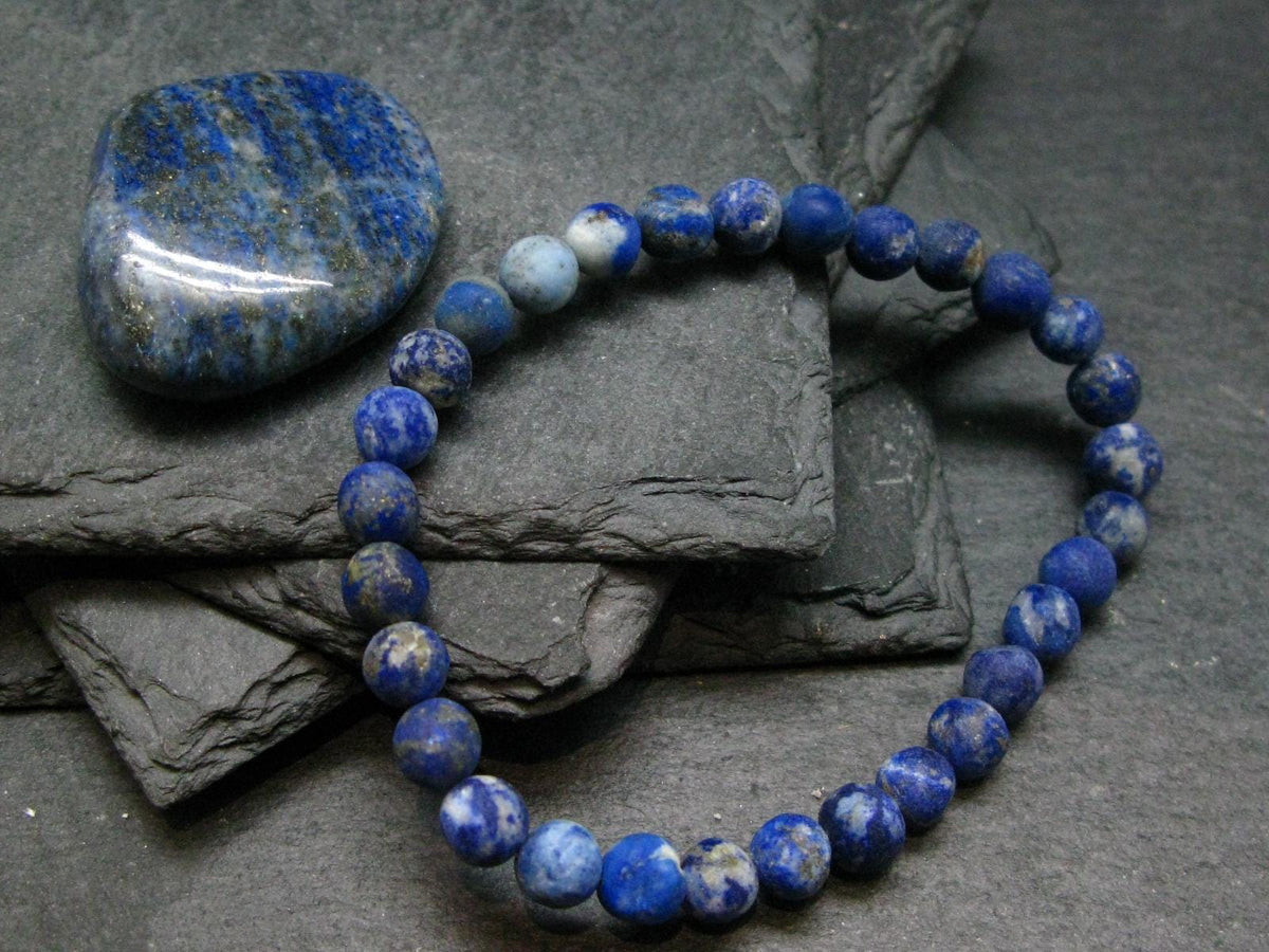 Lapis Lazuli Lazurite Genuine Bracelet ~ 7 Inches ~ 6mm Matte Beads