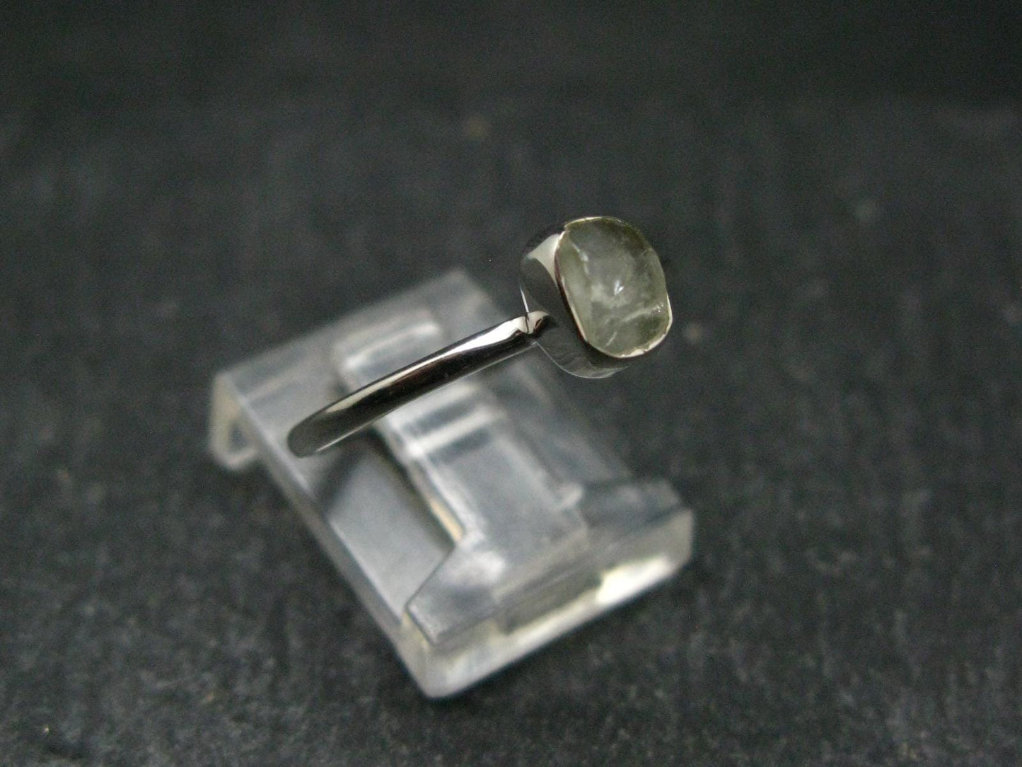 Green Herderite Silver Ring From Brazil - 1.77 Grams - Size 7