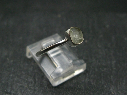 Green Herderite Silver Ring From Brazil - 1.77 Grams - Size 7