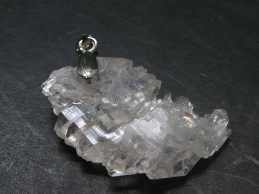 Faden Quartz Crystal Silver Pendant From Brazil - 1.6"
