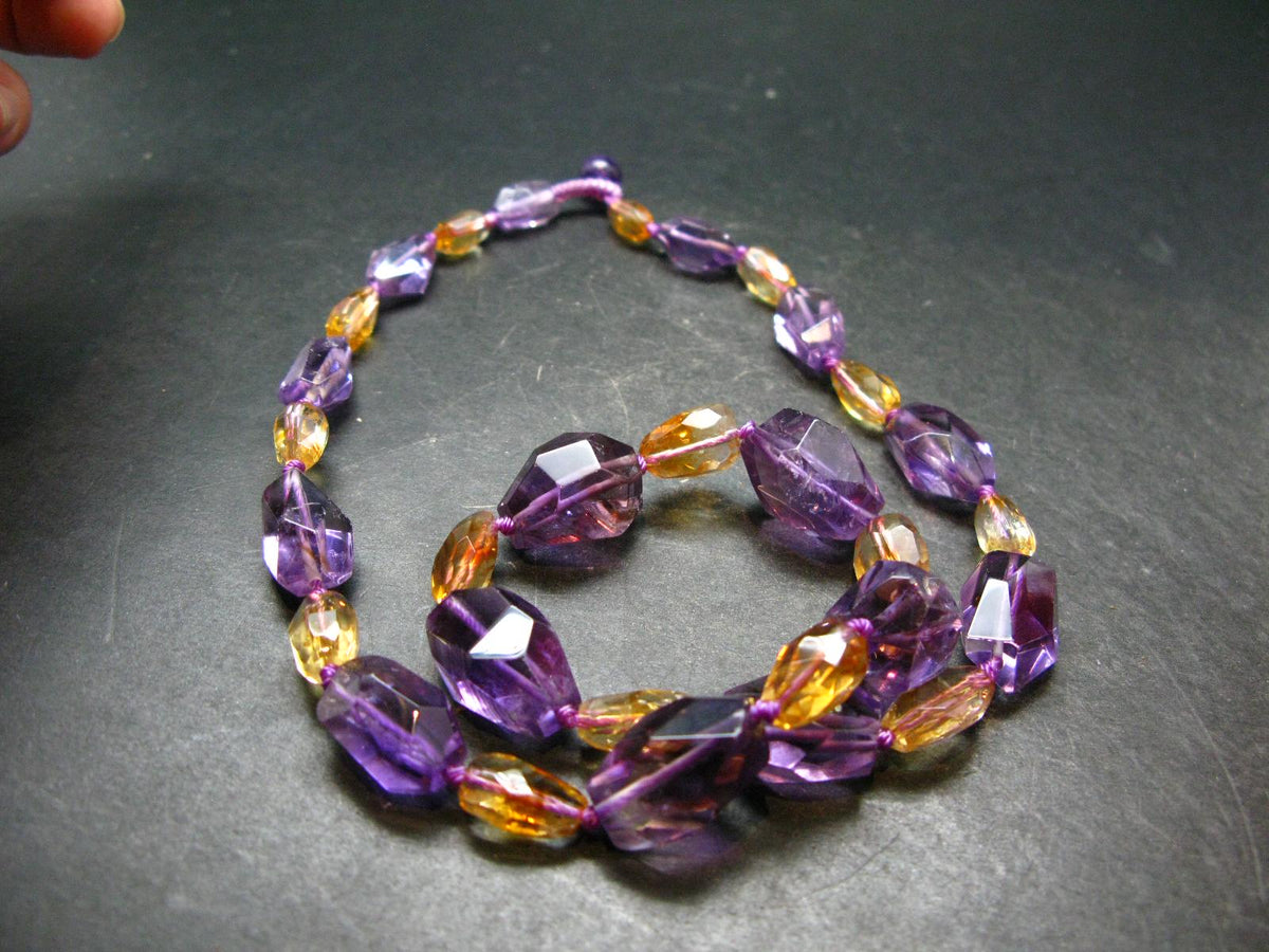Amethyst & Citrine Necklace From Brazil - 20" - 56.38 Grams