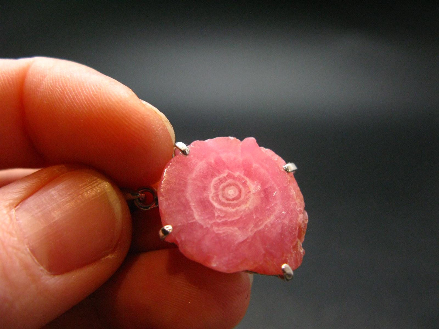 Rhodochrosite Sterling Silver Pendant From Alma Colorado - 1.0" - 4.46 Grams