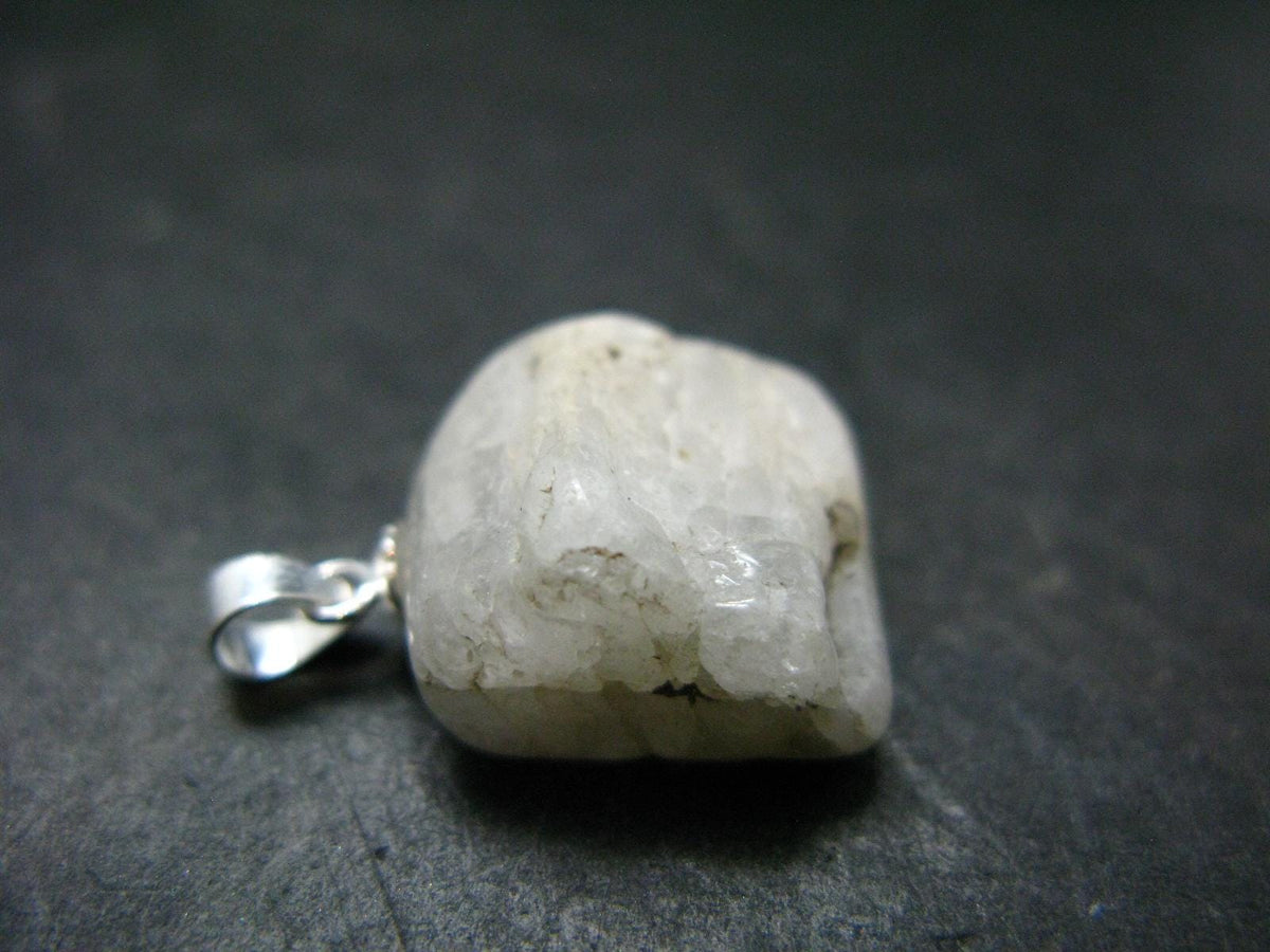 Clear Petalite Crystal Silver Pendant from Brazil - 0.9" - 3.63 Grams