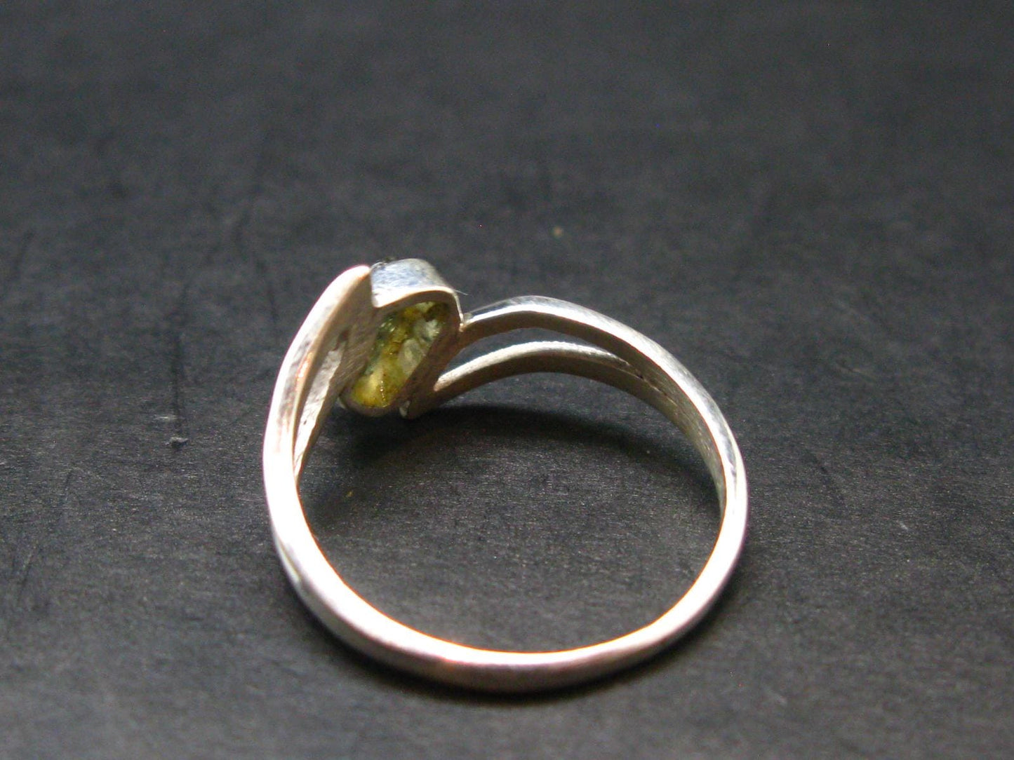Moldavite Tektite Silver Ring from Czech Republic - 6.25 Size - 1.47 Grams