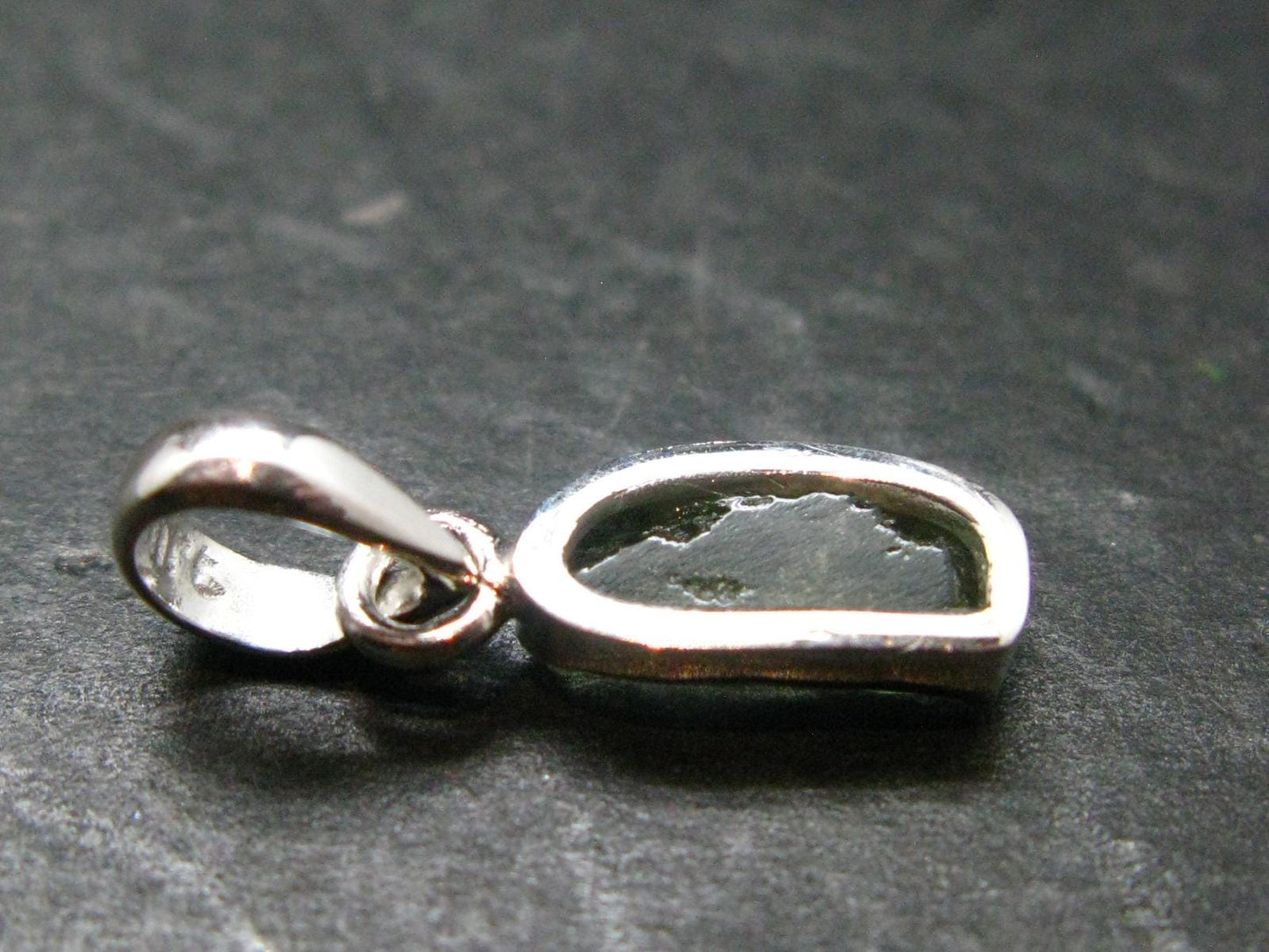 Moldavite Tektite Silver Pendant from Czech Republic - 0.8" - 1.08 Grams