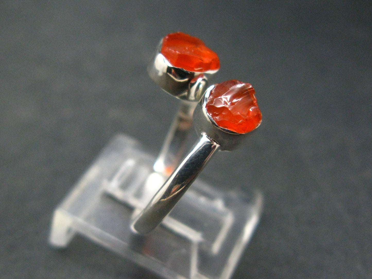 Fire Opal Silver Ring From Mexico - 2.09 Grams - Adjustable size
