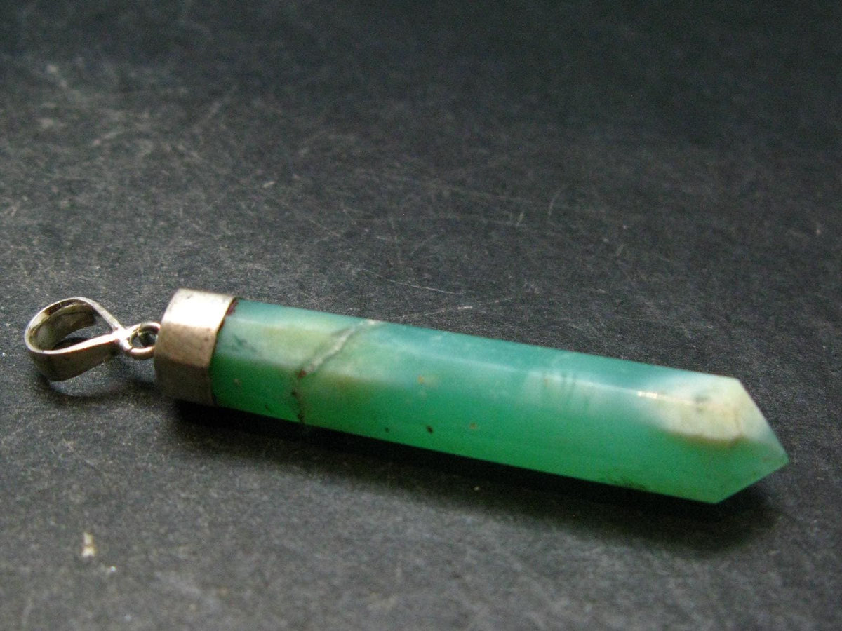 Chrysoprase Silver Pendant From Australia - 2.2" - 6.42 Grams