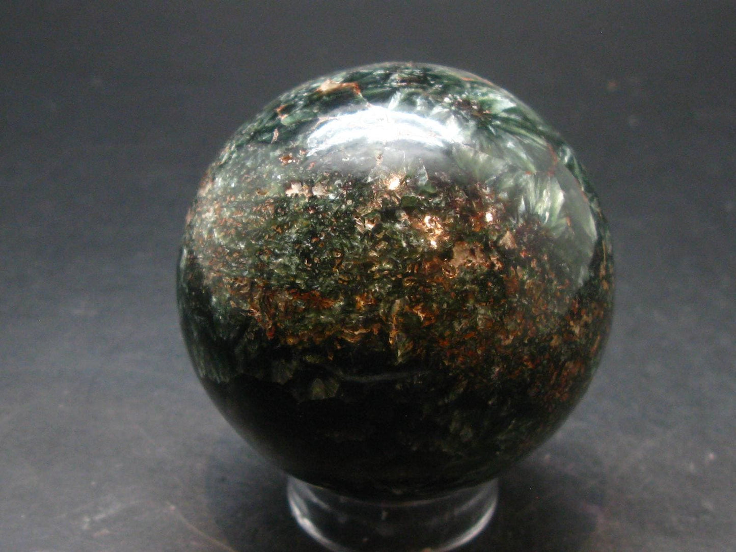 Nice Polished Seraphinite Clinochlore Sphere From Russia - 2.3"