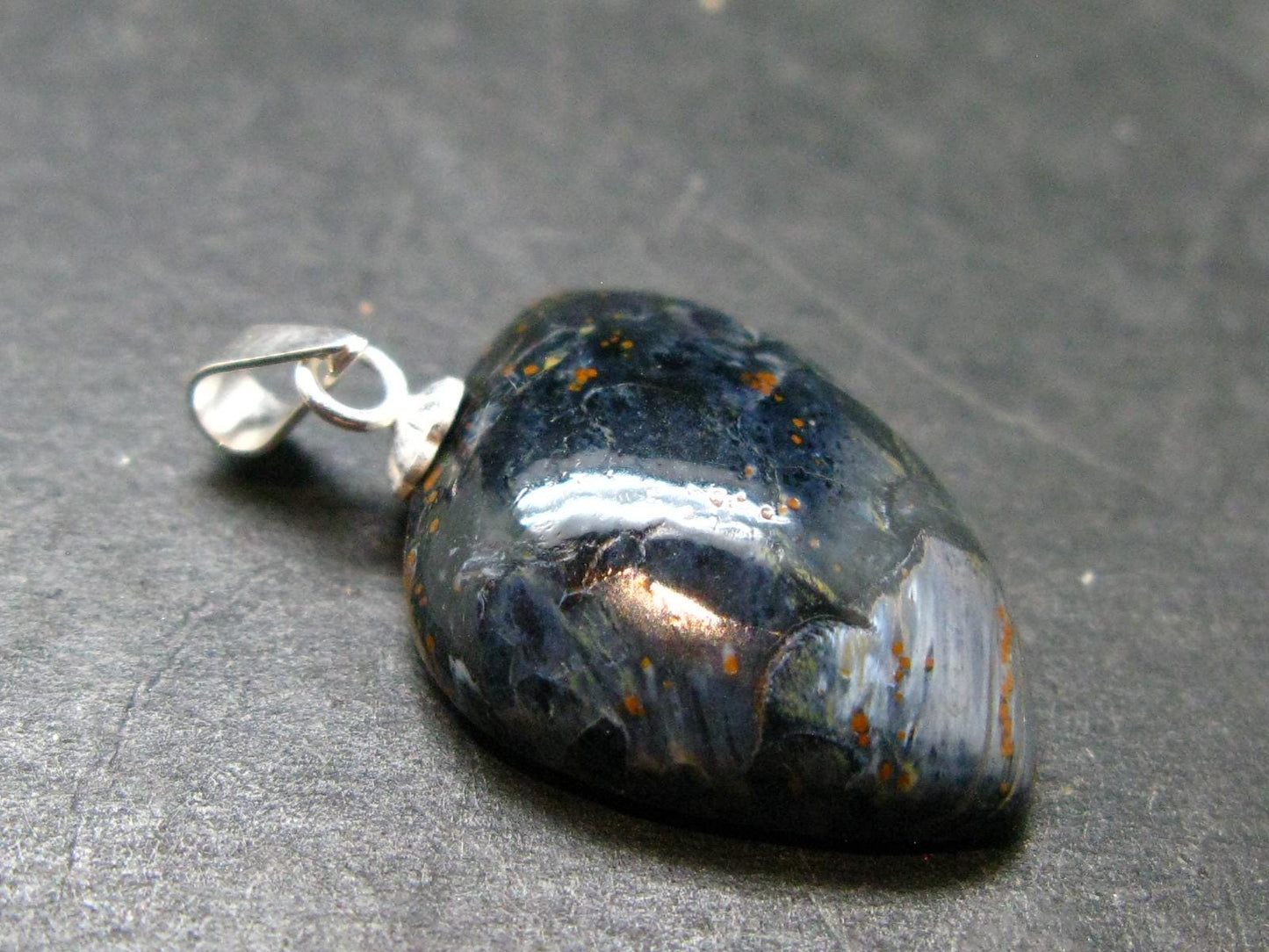 Natural Pietersite Polished Silver Pendant from Namibia - 1.0" - 2.32 Grams