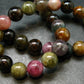 Watermelon Tourmaline Crystal Silver Necklace from Brazil - 21" - 114 Grams - 12mm Round Beads