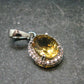 Stone of Success!! Genuine Intense Yellow Citrine Gem Sterling Silver Faceted Pendant From Brazil - 0.9" - 2.21 Grams