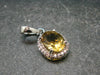 Stone of Success!! Genuine Intense Yellow Citrine Gem Sterling Silver Faceted Pendant From Brazil - 0.9" - 2.21 Grams