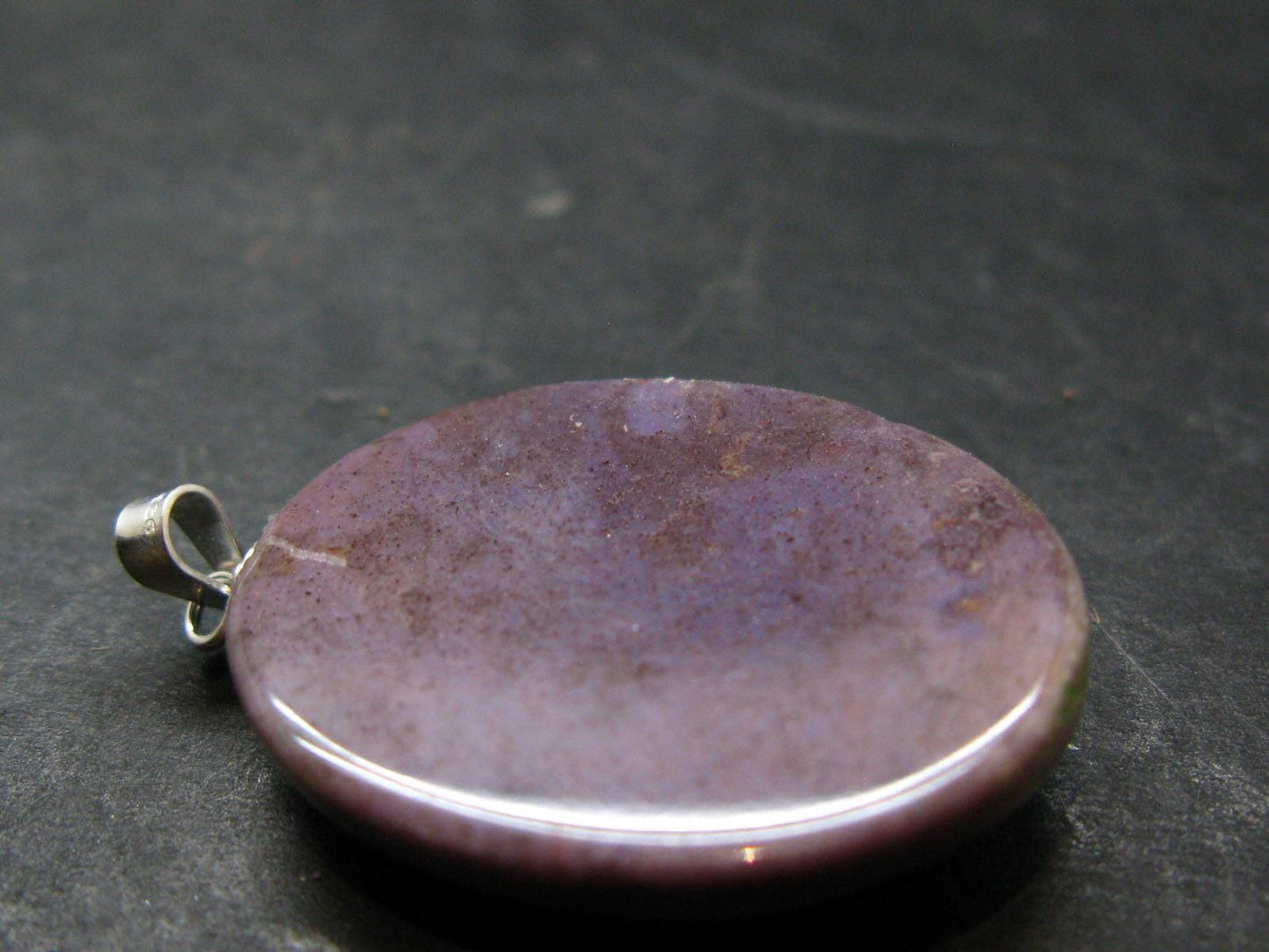 Purple Jade Silver Plated Pendant From Turkey - 1.3" - 6.23 Grams