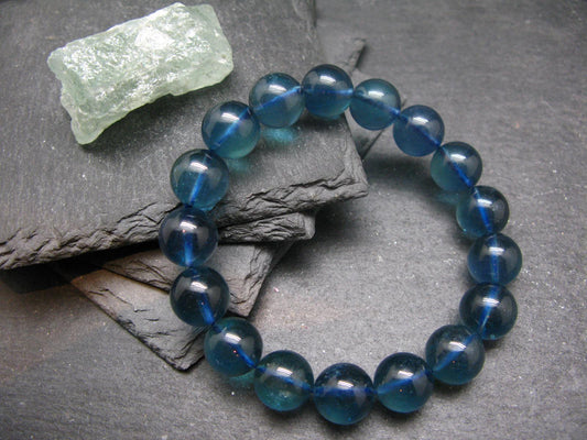 AAA Grade Gem Santa Maria Aquamarine Genuine Bracelet ~ 7.5 Inches ~ 13mm Round Beads