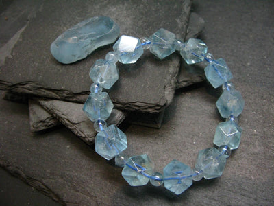 Blue Topaz Genuine Bracelet ~ 7 Inches ~ 12mm Facetted Beads