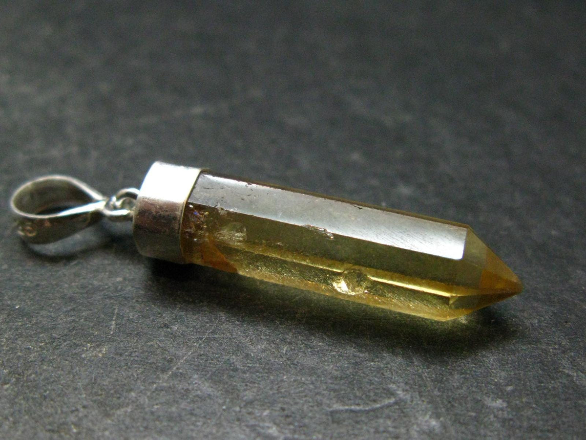 Natural Unheated Citrine Crystal Silver Pendant from Congo - 3.06 Grams