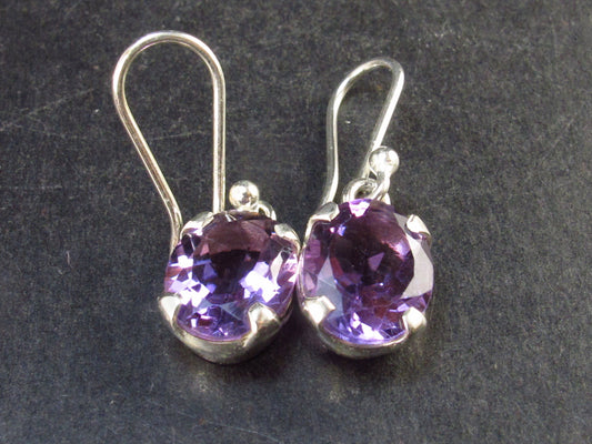 Orchid St. Valentine Gem!! Facetted Natural Amethyst 925 Sterling Silver Drop Earrings - 1.1" - 3.8 Grams