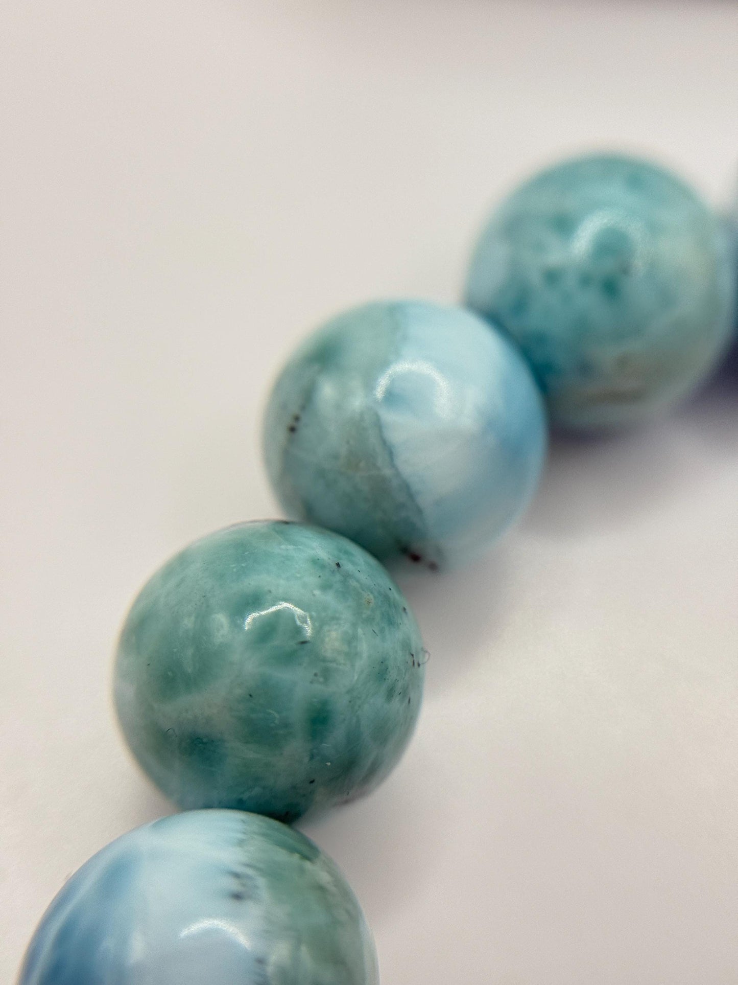 Natural Larimar Bracelet Blue Stone Beaded Bracelet Ocean Inspired Jewelry Gift