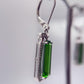 Green Helenite Emerald Cut Earrings – Halo Sterling Silver Dangle Earrings