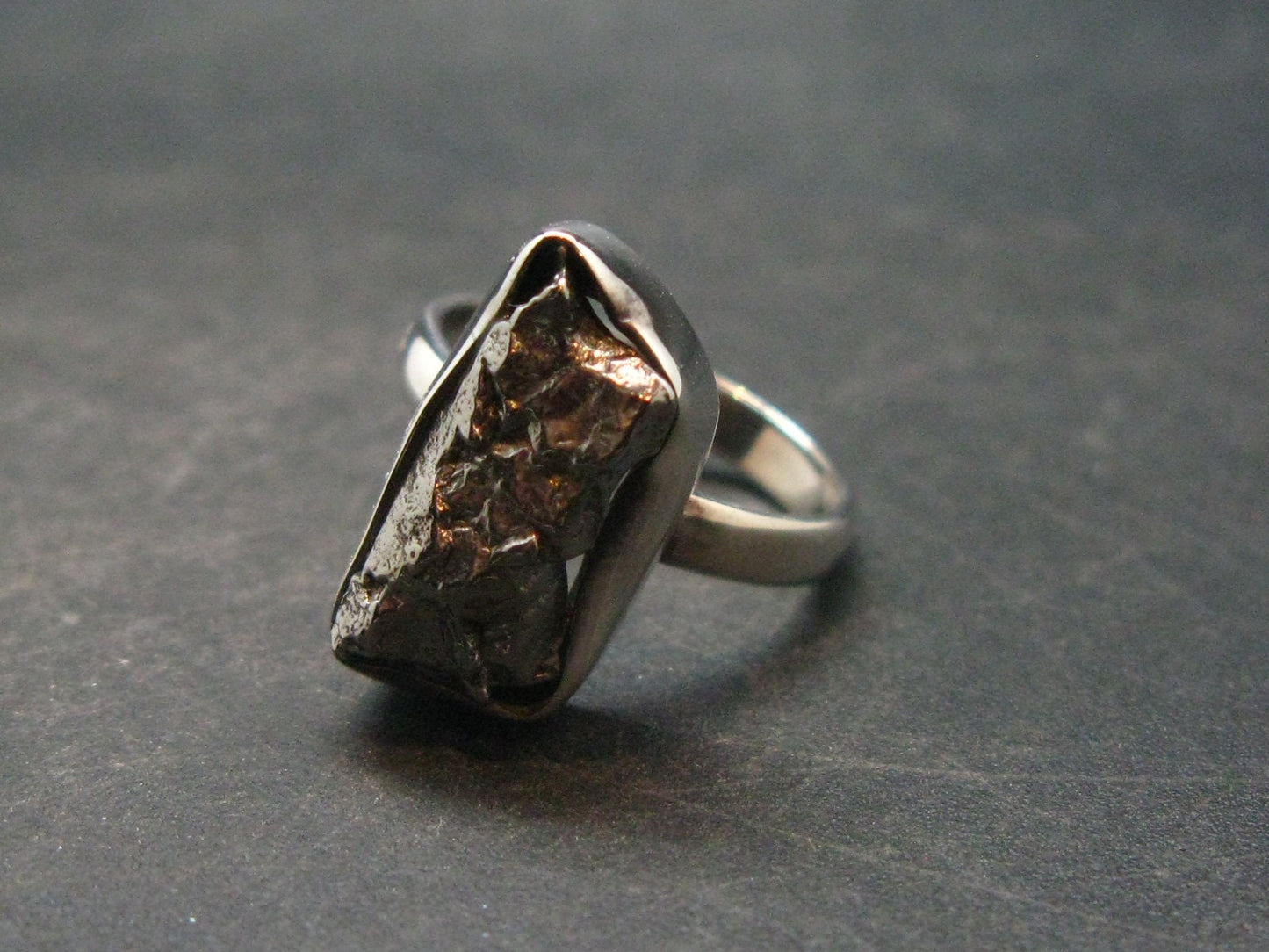 Large Meteorite Campo Del Cielo Sterling Silver Ring From Argentina - 5.24 Grams - Size 7