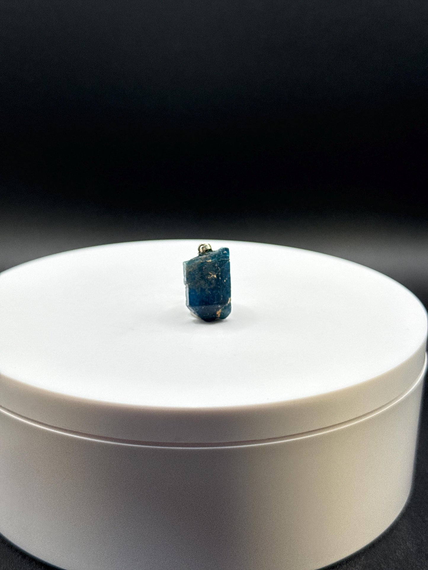 Raw Blue Apatite Sterling Silver Pendant | Natural Crystal Charm