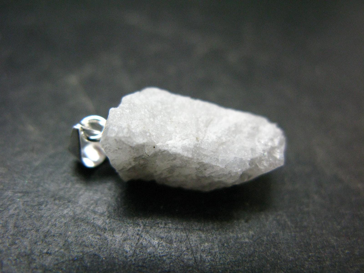 Natrolite Sterling Silver Pendant Necklace From Russia - 0.9" - 1.28 Grams