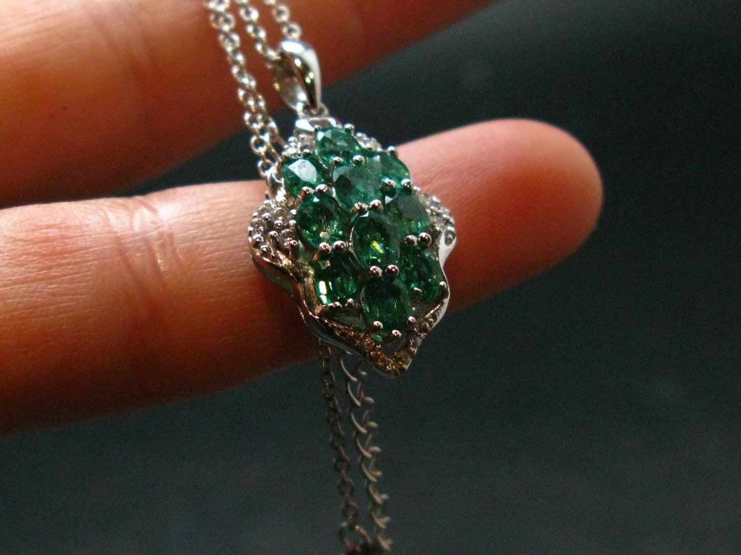 Emerald Silver Pendant W/Chain From Colombia - 3.73 Grams Total