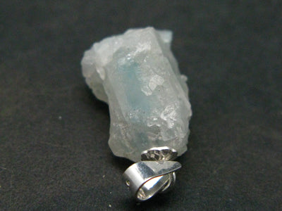 Rare Raw Blue Euclase Gem Crystal Silver Pendant from Brazil - 1.0" - 2.11 Grams
