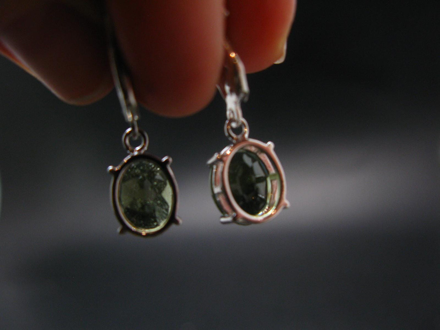 Moldavite Tektite Silver Earrings from Czech Republic - 2.79 Grams