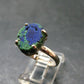 Natural Raw Deep Blue Azurite with Green Malachite Silver Ring From Mexico - Size 8 - 3.32 Grams