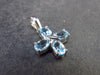 Elegant Genuine Solitaire Sky Blue Topaz Sterling Silver Pendant From Brazil - 0.9" - 2.30 Grams