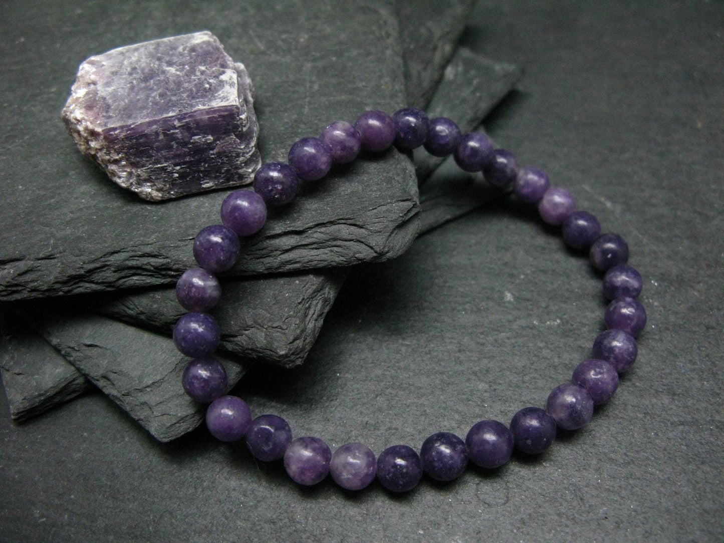 Lepidolite Genuine Bracelet ~ 7 Inches ~ 6mm Round Beads