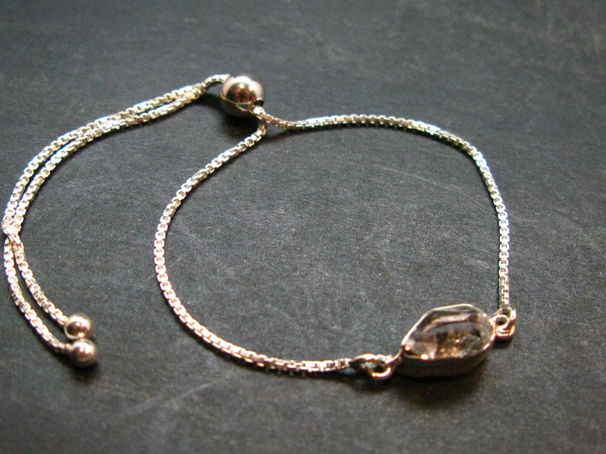 Herkimer Diamond Quartz Silver Bracelet Adjustable Length - 3.06 Grams