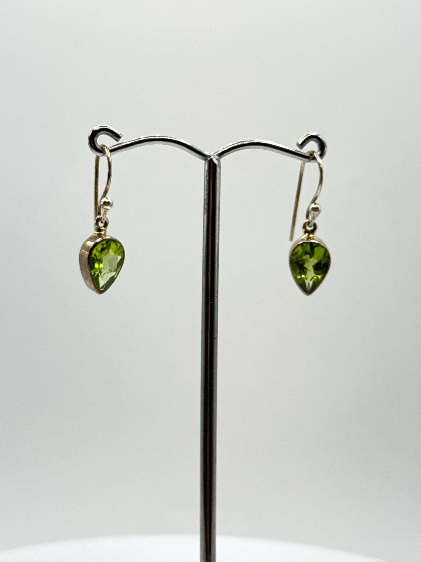 Peridot Teardrop Dangle Earrings | Sterling Silver August Birthstone